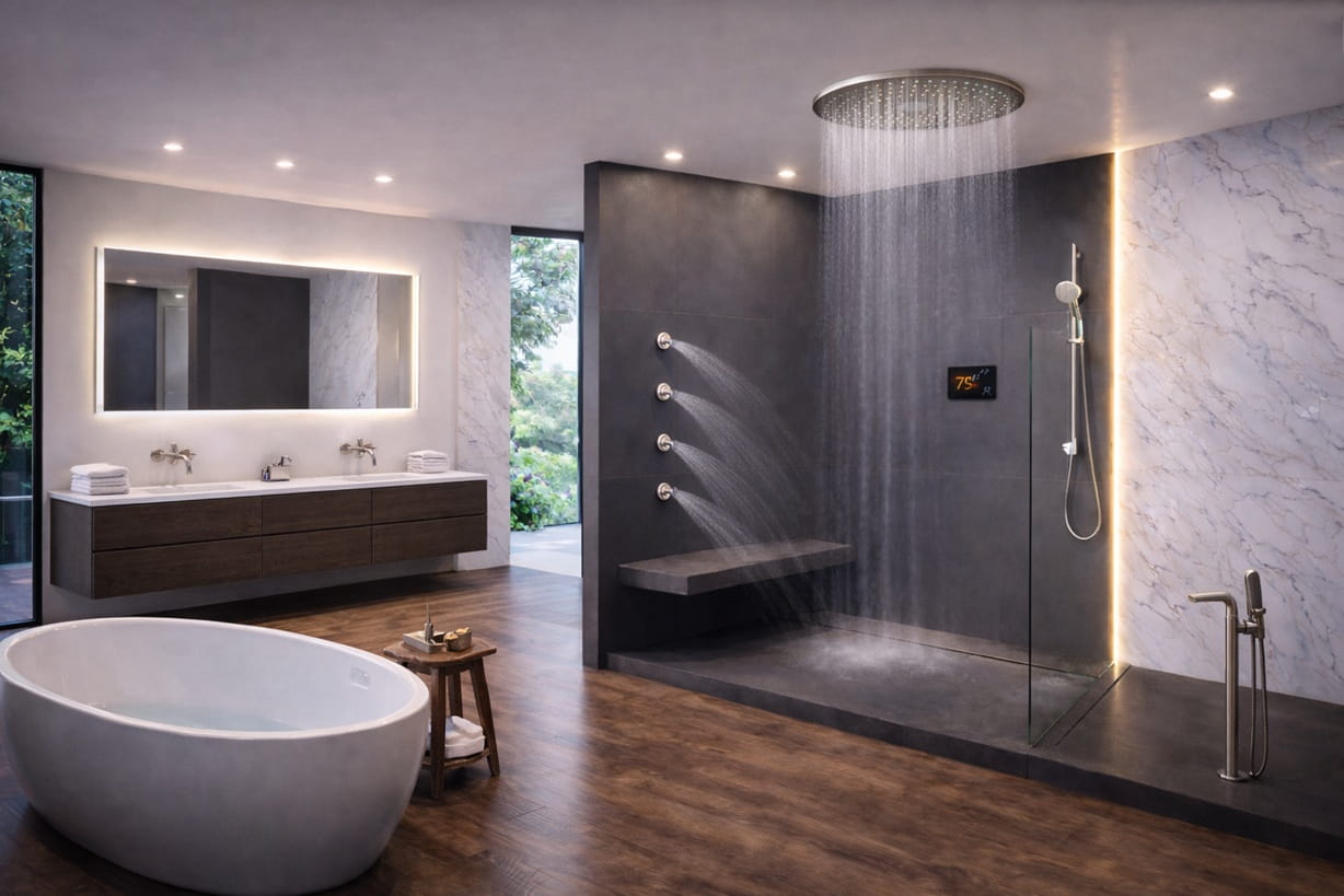 Luxury residential and custom architectural home bathroom
